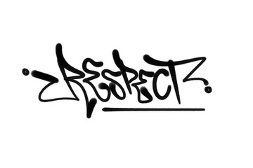 sprayed graffiti letters RESPECT isolated hand drawn style