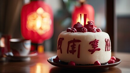 Festive Cake Decoration for Celebration with Lantern Details