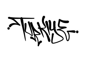 TURKIYE country name sprayed graffiti letters isolated hand drawn style