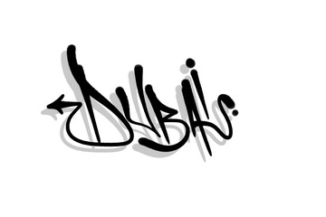 DUBAI city name sprayed graffiti isolated hand drawn style
