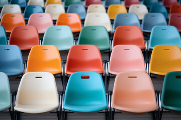 Naklejka premium Rows of Colorful Auditorium Seating