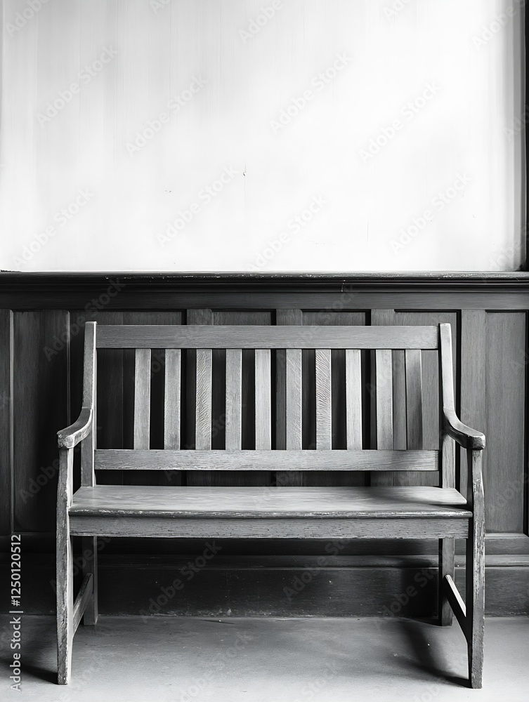 Poster elegant wooden bench in a minimalist interior space inviting relaxation and reflection : generative 