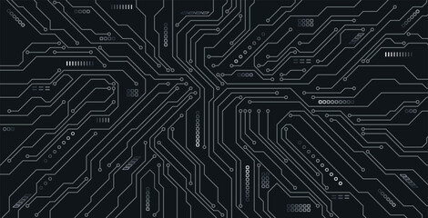 Motherboard Technology Circuit on Black Background.
