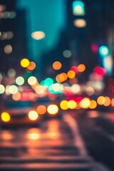 Fototapeta premium Blurry Vibrant City Lights at Night Captured in Soft Focus with Bokeh Effect for Urban Aesthetic : Generative AI