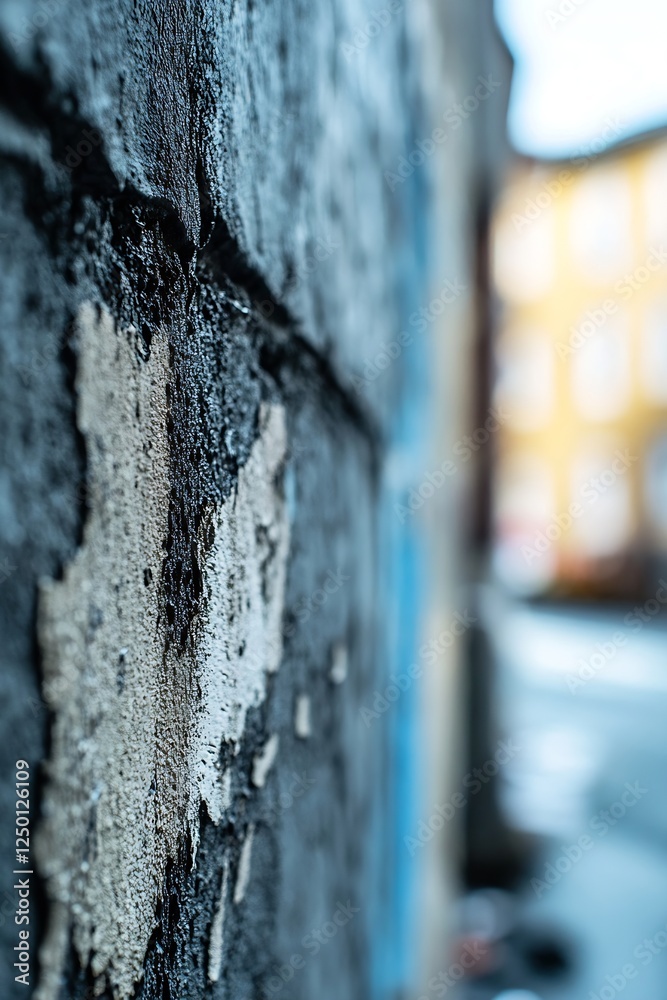 Poster urban wall texture with peeling paint in a rustic street setting : generative ai