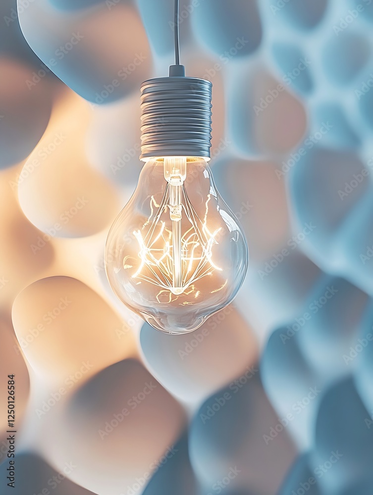 Poster elegant light bulb with vintage style filament glow against modern design background : generative ai