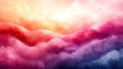 Obraz premium Vibrant Watercolor Landscape Digital Art Painting Abstract Background Design Pink Purple Orange sky 