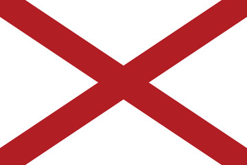 Fototapeta premium Flag of the state of Alabama. Alabama flag. State flag icon. Standard color. Standard size. A rectangular flag. Computer illustration. Digital illustration. Vector illustration.