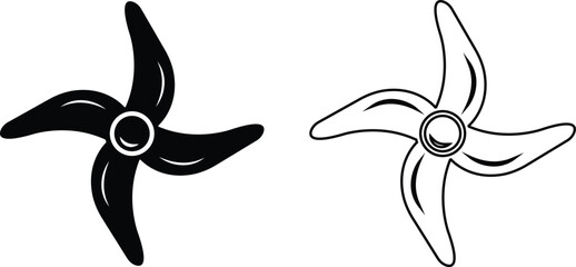 Electric fan icons set. Air conditioning heating and cooling black fan bicolor line and flat vector collection isolated on transparent background. Wind symbol , cold temperature design concepts.