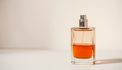 Elegant transparent Perfume Bottle with Minimal Background