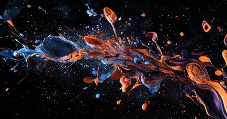 Abstract paint explosion on black background
