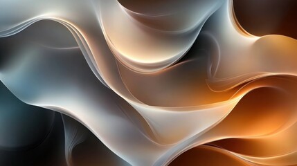Obraz premium Modern Abstract Gradient Backgrounds with Flowing Curves on Dark Contrast, Blender Cycles Style, Undulating Lines in Mocha Mousse, Teal, Rust Brown, and Bone