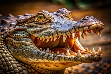Fototapeta premium Angry Crocodile Grinning, Close-up Food Photography