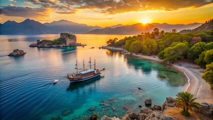 Antalya Coastline: Phaselis Ruins & Morning Cruise Ship Aerial View