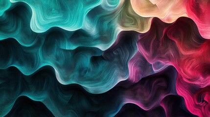 Obraz premium Modern Abstract Gradient Backgrounds with Organic Shapes on Non-Contrast, Blender Cycles Style, Undulating Lines in Crimson, Violet, Elegant Midnight, Persian Blue, Teal Blue, and Bondi Blue
