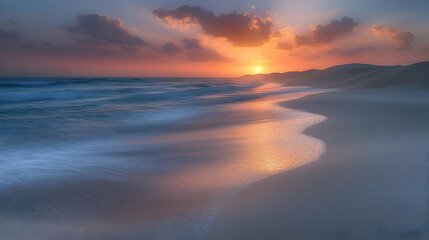 Sunset Over Sandy Beach
