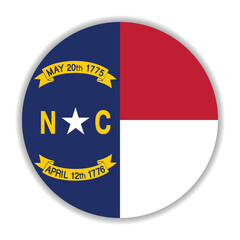 North Carolina flag. North Carolina circle flag logo icon computer vector illustration design