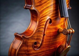 Antique Violin Maple Tailpiece Close-Up: Intricate Detail of 18th Century String Instrument