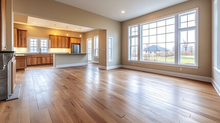 Obraz premium Bright and Spacious Modern Interior with Large Windows and Natural Light : Generative AI