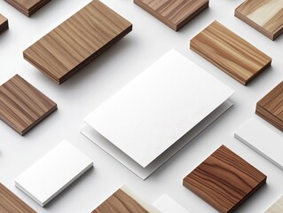 White Mockup Cards with Wooden Textures.