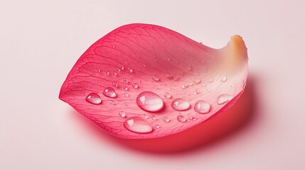 Fototapeta premium Close-up of a single, pink rose petal with water droplets.