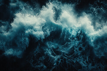 Fototapeta premium Large wave crashing against rocky shore with seagulls flying overhead.