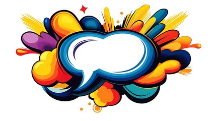 Vibrant Digital Speech Bubble Illustration: Abstract Colorful Design AI Generated
