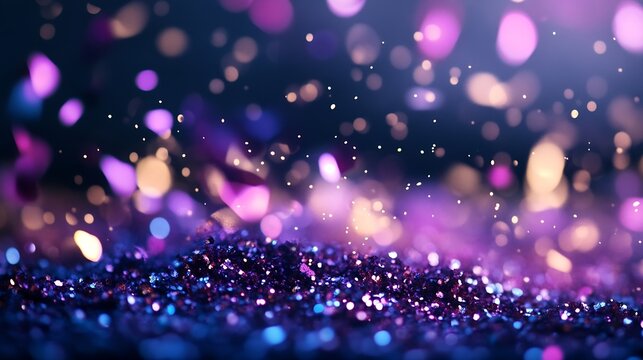 Glittery Bokeh Lights and Sparkling Particles Creating a Magical Atmosphere : Generative AI