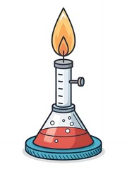 Obraz premium Science Lab Equipment Bunsen Burner with Flask Experiment Chemistry Education