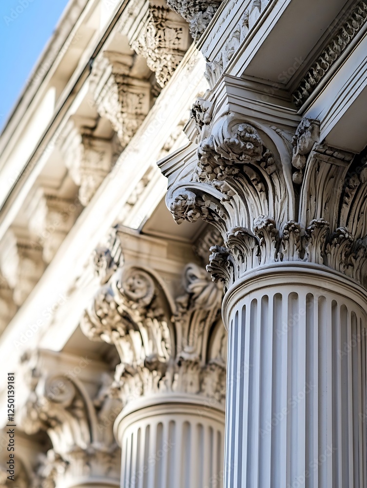 Poster intricate architectural details of classic columns showcasing design elegance and historical artistr