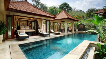 Luxurious Tropical Villa with Private Pool and Bedroom Access