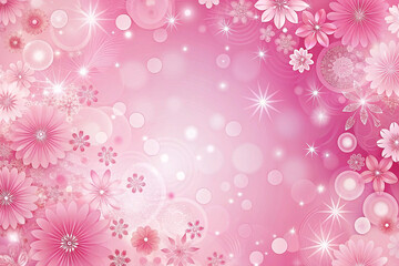 Pink flower background with sparkles, floral design for a digital backdrop