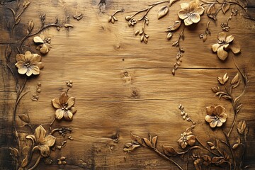 Ornate Wooden Panel With Carved Floral Design