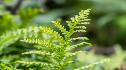 Lush Green Fern Leaves in Forest Setting Capturing Nature's Beauty : Generative AI