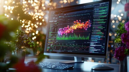 Vibrant Data Visualization On Modern Computer Screen