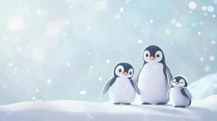 Adorable Penguin Family in a Winter Wonderland