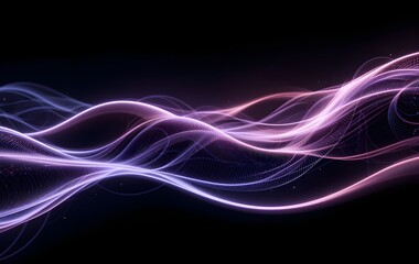 Fototapeta premium Futuristic Abstract Neon Light Waves – Vibrant Blue and Pink Glowing Lines on a Dark Background with Smooth Digital Flow