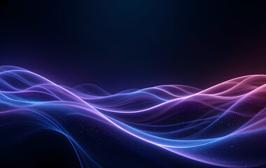 Fototapeta premium Futuristic Abstract Neon Light Waves – Vibrant Blue and Pink Glowing Lines on a Dark Background with Smooth Digital Flow