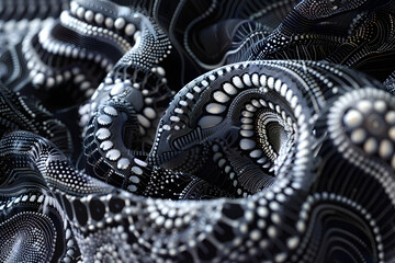 Intricate Quantum Gravity Inspired Black and White Knitting Pattern - A Unique Artistic Interpretation of Quantum Physics Through Textiles