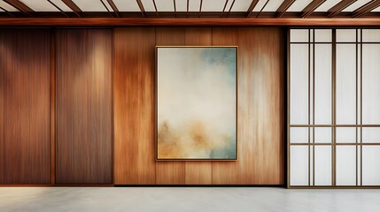 Serene Abstract Artwork in a Modern Minimalist Interior AI Generated