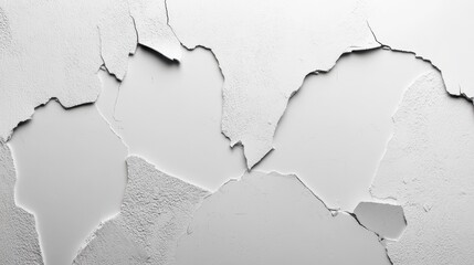 Abstract White Cracked Plaster Texture Background.