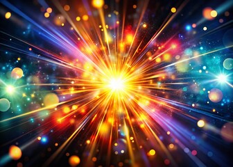 Obraz premium Bokeh Explosion: Radiant Energy Burst, Abstract Photon Release