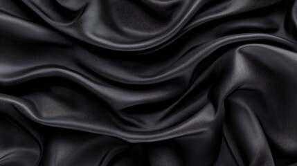 Fototapeta premium Elegant Black Silk Drapery: Close-Up Texture Photography AI Generated