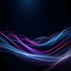 Fototapeta premium Futuristic Abstract Neon Light Waves – Vibrant Blue and Pink Glowing Lines on a Dark Background with Smooth Digital Flow