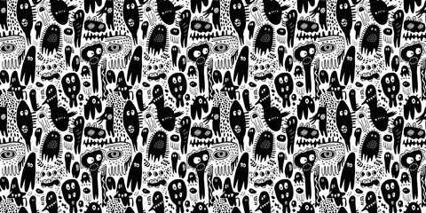 Cartoon hand-drawn doodles on the subject of summer holidays theme seamless pattern