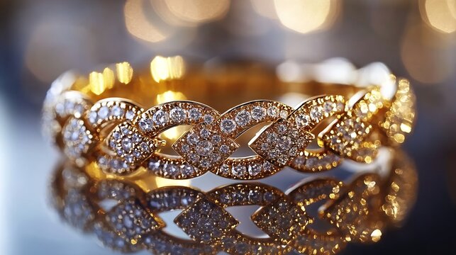 Exquisite Gold Bracelet Jewelry with Sparkling Diamonds for Fashion Accessories : Generative AI