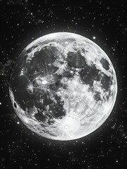 Naklejka premium Close-Up of the Full Moon Against a Starry Background : Generative AI