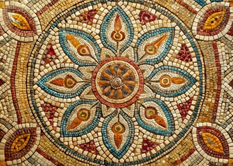 Byzantine Mosaic Fragment, Sidi Abich, Tunisia: Double Exposure Stock Photo