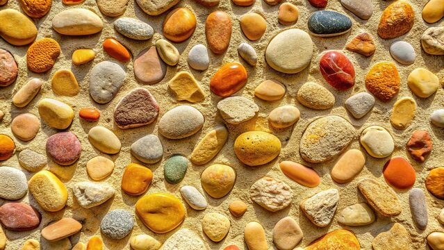 Cream Pebble Stone Wall Texture - High-Resolution Stock Photo