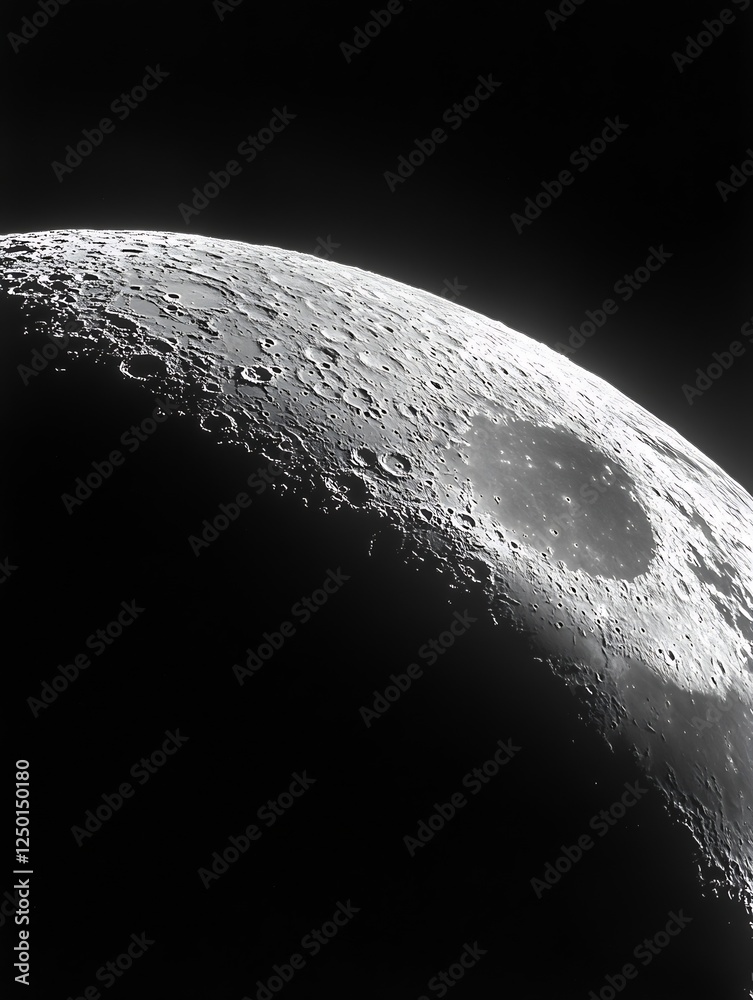Aufkleber high resolution close up of the moon's surface showing craters and features : generative ai